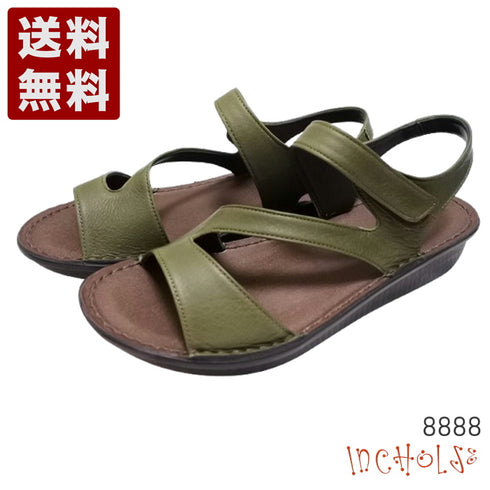 【インコルジェ 8888 オリーブ】バックストラップフラットサンダル
