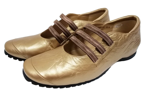 【…AShiOtO A1540 ゴールドメタル】本革超軽量ゴムストラップシューズ