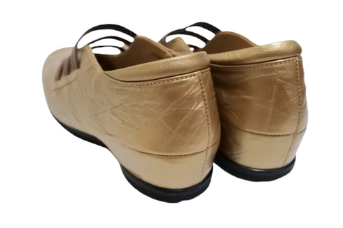 【…AShiOtO A1540 ゴールドメタル】本革超軽量ゴムストラップシューズ