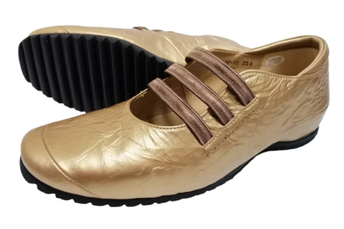 【…AShiOtO A1540 ゴールドメタル】本革超軽量ゴムストラップシューズ