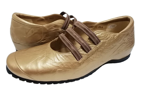 【…AShiOtO A1540 ゴールドメタル】本革超軽量ゴムストラップシューズ