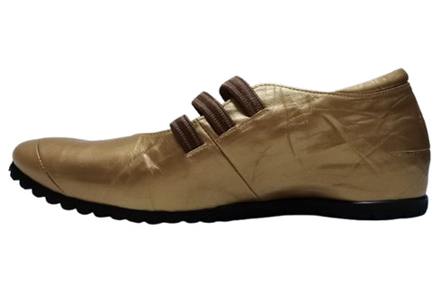 【…AShiOtO A1540 ゴールドメタル】本革超軽量ゴムストラップシューズ