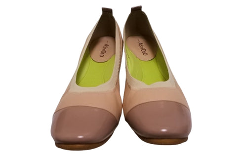 【…AShiOtO A3233 ライトピンクエナメル】超軽量約110g 牛革ボロネーゼバレエパンプス