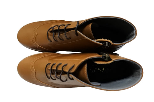 【…AShiOtO A91330 ブラウン】サイドジップメダリオンチャッカーブーツ モデルサイズ