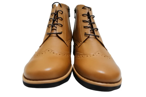 【…AShiOtO A91330 ブラウン】サイドジップメダリオンチャッカーブーツ モデルサイズ