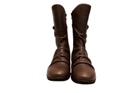 【…AShiOtO A91430 チョコレート】ミドル丈サイドジップ本革ブーツ