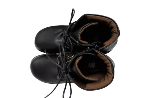 【かぼちゃの馬車 CA-55 ブラック】本革コンフォート紐靴ショートブーツ