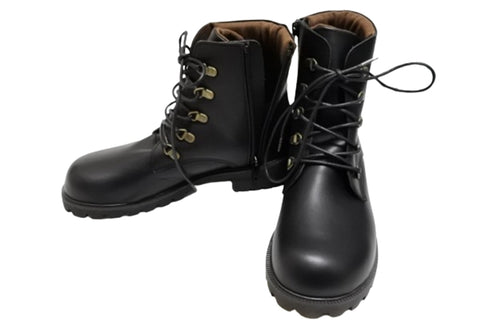 【かぼちゃの馬車 CA-55 ブラック】本革コンフォート紐靴ショートブーツ