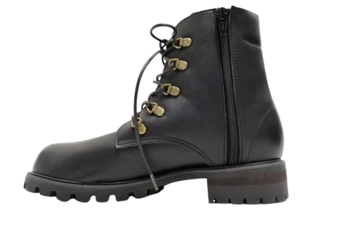 【かぼちゃの馬車 CA-55 ブラック】本革コンフォート紐靴ショートブーツ