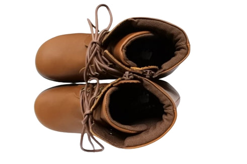 【かぼちゃの馬車 CA-55 ブラウン】本革コンフォート紐靴ショートブーツ