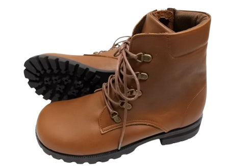 【かぼちゃの馬車 CA-55 ブラウン】本革コンフォート紐靴ショートブーツ