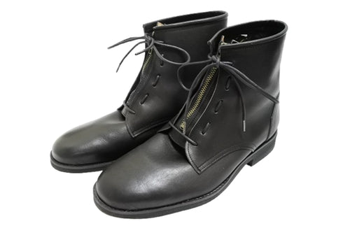 【KOBE DADA CAM-11 ブラック】本革センタージップ紐靴ブーツ