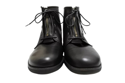 【KOBE DADA CAM-11 ブラック】本革センタージップ紐靴ブーツ
