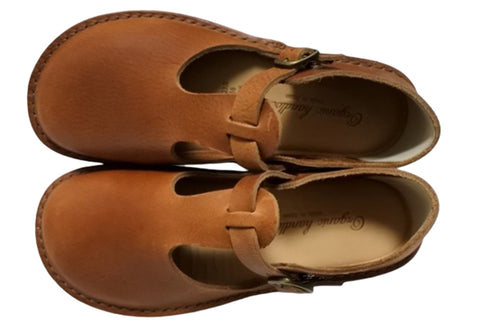 【Organic handloom GUNA ブラウン】メリージェーンタイプのストラップシューズ