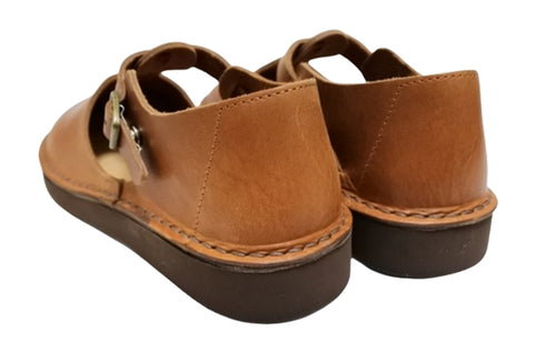 【Organic handloom GUNA ブラウン】メリージェーンタイプのストラップシューズ