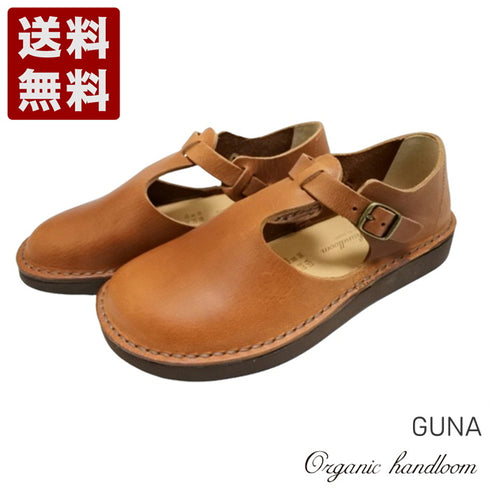 【Organic handloom GUNA ブラウン】メリージェーンタイプのストラップシューズ