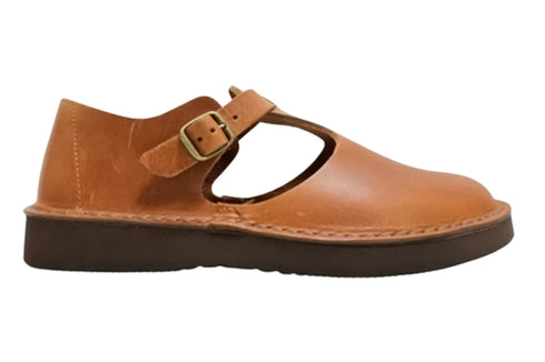 【Organic handloom GUNA ブラウン】メリージェーンタイプのストラップシューズ