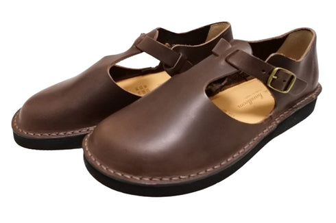 【Organic handloom GUNA ダークブラウン】メリージェーンタイプのストラップシューズ