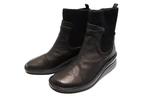 【インコルジェIN7094 ブラック】リブニットショートブーツ
