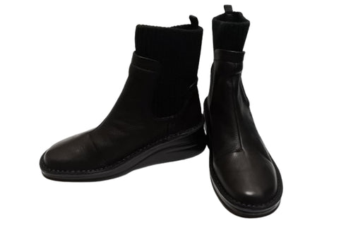 【インコルジェIN7094 ブラック】リブニットショートブーツ