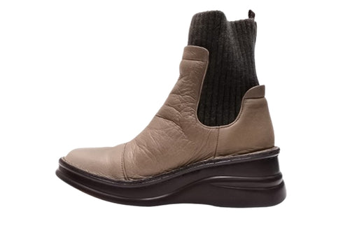 【インコルジェIN7094 グレー】リブニットショートブーツ