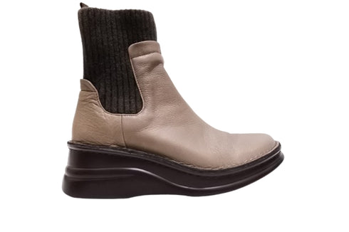 【インコルジェIN7094 グレー】リブニットショートブーツ