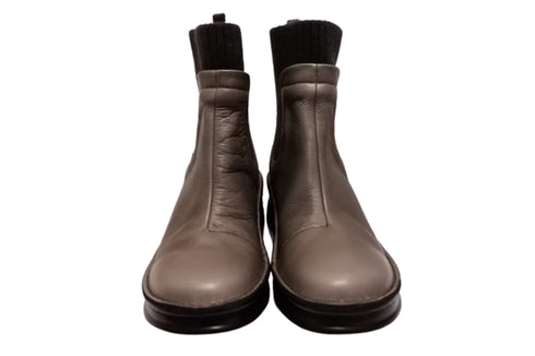 【インコルジェIN7094 グレー】リブニットショートブーツ