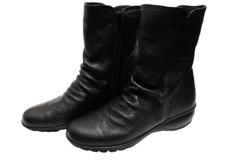 【arui_toe JC1018 ブラック】軽量ボロネーゼ製法の本革サイドジップハーフブーツ