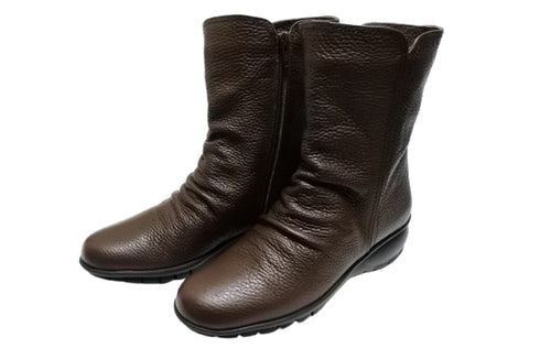 【arui_toe JC1018 ダークブラウン】軽量ボロネーゼ製法の本革サイドジップハーフブーツ