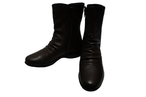 【arui_toe JC1018 ダークブラウン】軽量ボロネーゼ製法の本革サイドジップハーフブーツ