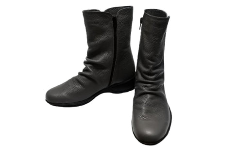 【arui_toe JC1018 グレー】軽量ボロネーゼ製法の本革サイドジップハーフブーツ