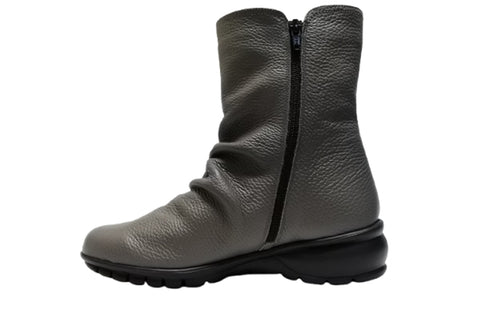 【arui_toe JC1018 グレー】軽量ボロネーゼ製法の本革サイドジップハーフブーツ