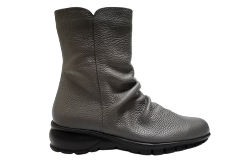 【arui_toe JC1018 グレー】軽量ボロネーゼ製法の本革サイドジップハーフブーツ