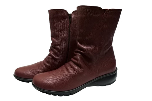 【arui_toe JC1018 ワイン】軽量ボロネーゼ製法の本革サイドジップハーフブーツ