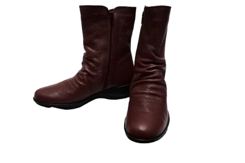 【arui_toe JC1018 ワイン】軽量ボロネーゼ製法の本革サイドジップハーフブーツ