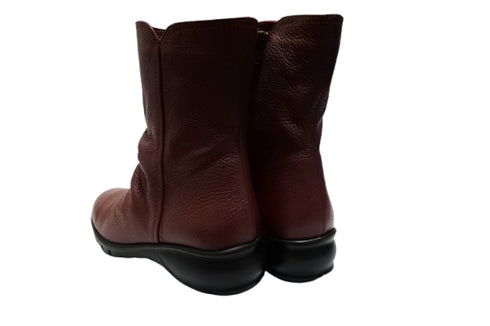 【arui_toe JC1018 ワイン】軽量ボロネーゼ製法の本革サイドジップハーフブーツ