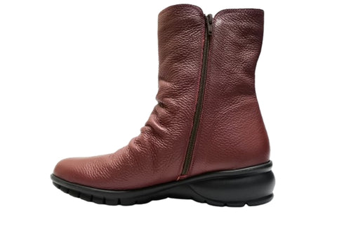 【arui_toe JC1018 ワイン】軽量ボロネーゼ製法の本革サイドジップハーフブーツ