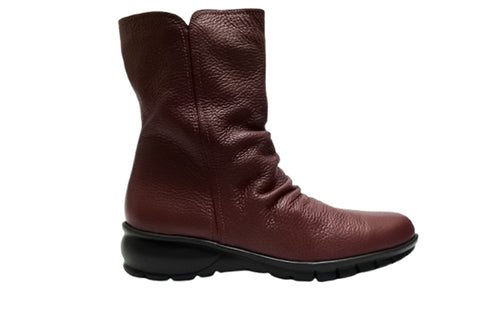 【arui_toe JC1018 ワイン】軽量ボロネーゼ製法の本革サイドジップハーフブーツ