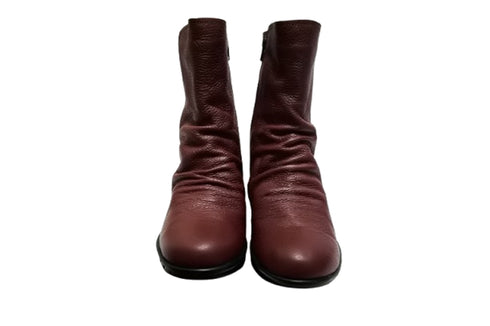 【arui_toe JC1018 ワイン】軽量ボロネーゼ製法の本革サイドジップハーフブーツ