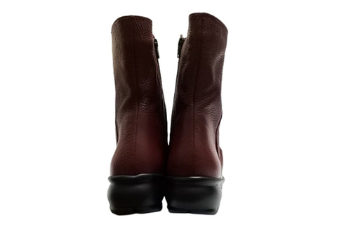 【arui_toe JC1018 ワイン】軽量ボロネーゼ製法の本革サイドジップハーフブーツ
