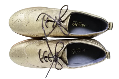 【…AShiOtO KOBE02 ゴールド】超軽量国産牛革ウイングチップシューズ