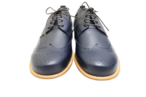 【…AShiOtO KOBE02 ネイビー】超軽量国産牛革ウイングチップシューズ