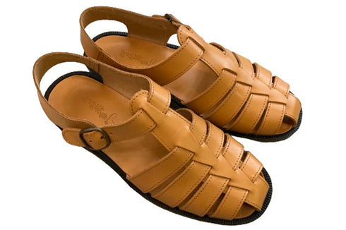【旅靴屋オリジナル L1115 キャメル】こだわりのメンズ本革グルカサンダル