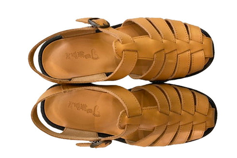 【旅靴屋オリジナル L1115 キャメル】こだわりのメンズ本革グルカサンダル