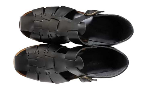 【旅靴屋オリジナル M1425 ブラック】こだわりのメンズ本革グルカサンダル