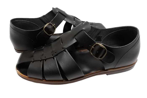 【旅靴屋オリジナル M1425 ブラック】こだわりのメンズ本革グルカサンダル