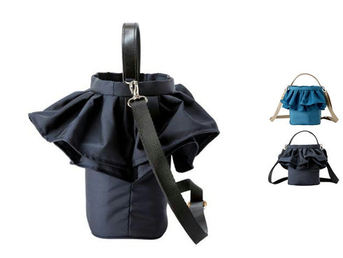 【豊岡鞄 ナオト NEP511 オーシャンブルー】For the Blue m_r tokyoフリルバッグ