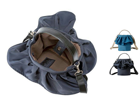 【豊岡鞄 ナオト NEP511 オーシャンブルー】For the Blue m_r tokyoフリルバッグ