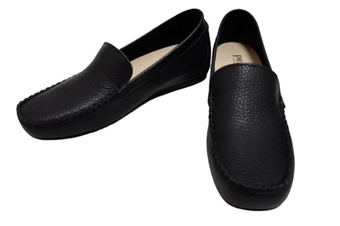 【PRETA flex P1101 ネイビー】本革レザープレーンモカシンシューズ