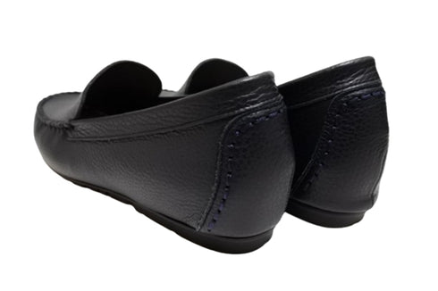 【PRETA flex P1101 ネイビー】本革レザープレーンモカシンシューズ